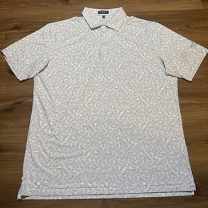 Peter Millar‎ Mens XL White Blue Palm Midnight Performance Jersey Polo GLEN CLUB